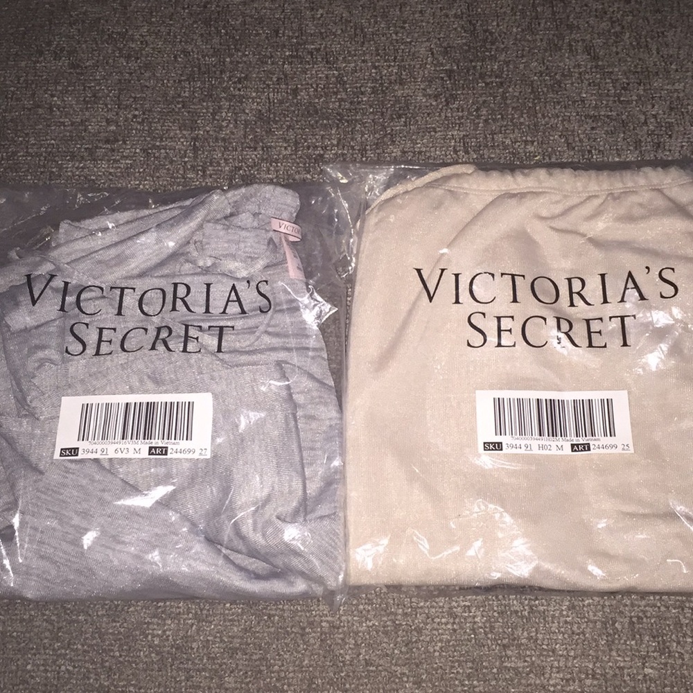 (2) Victoria Secret soft cotton wide leg PJ pant
